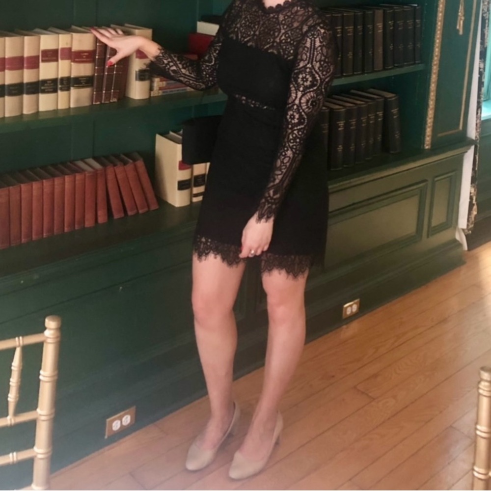 Black lace long sleeve dress